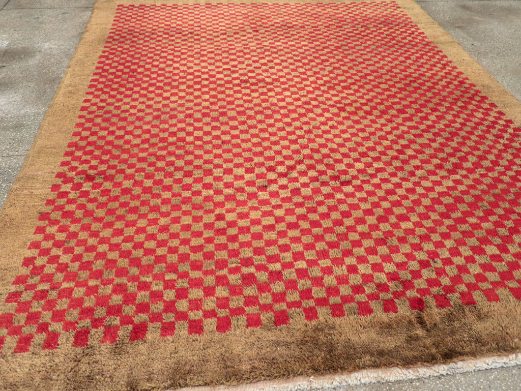 Vintage Turkish Art Deco Style Anatolian Small Room Size Carpet, No.32291 - Gss