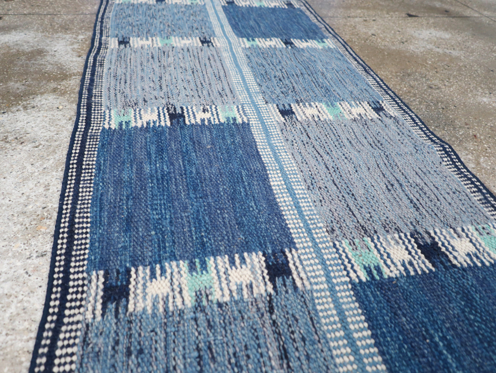Swedish Inspired Contemporary Turkish Flatweave Runner, No.32309 - Gss