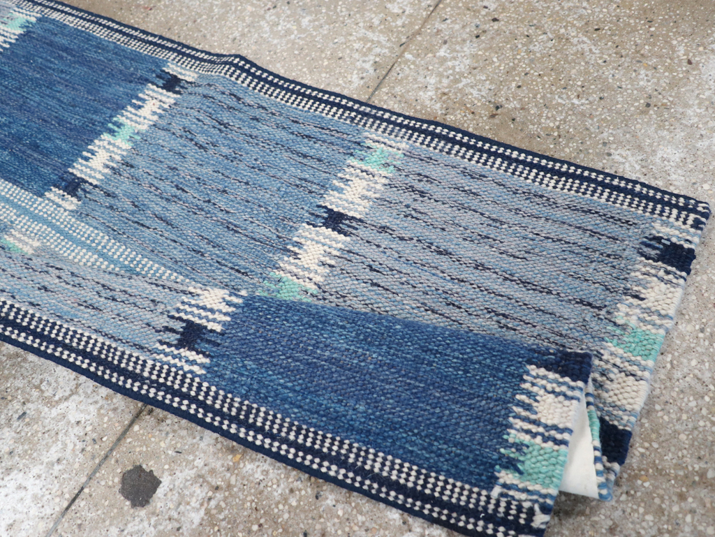 Swedish Inspired Contemporary Turkish Flatweave Runner, No.32309 - Gss