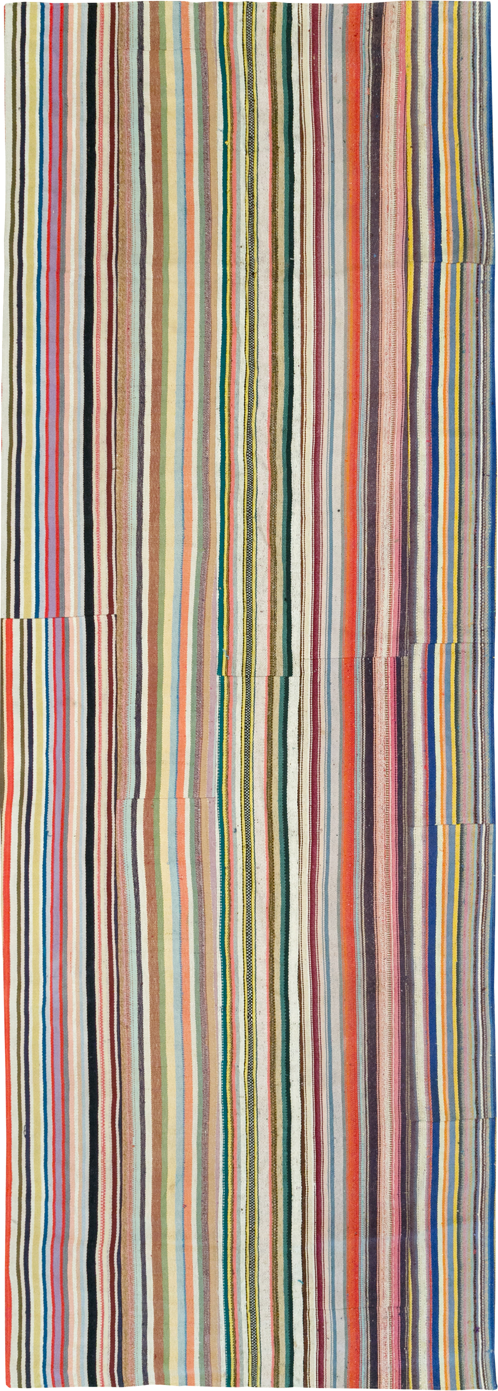 Vintage Turkish Flatweave Kilim Wide Gallery Runner, No.32310 - Gss