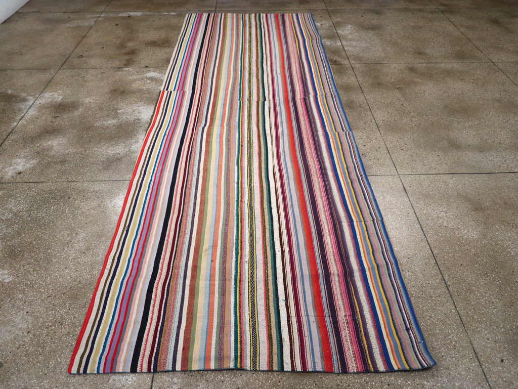 Vintage Turkish Flatweave Kilim Wide Gallery Runner, No.32310 - Gss