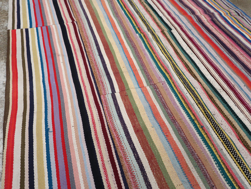 Vintage Turkish Flatweave Kilim Wide Gallery Runner, No.32310 - Gss