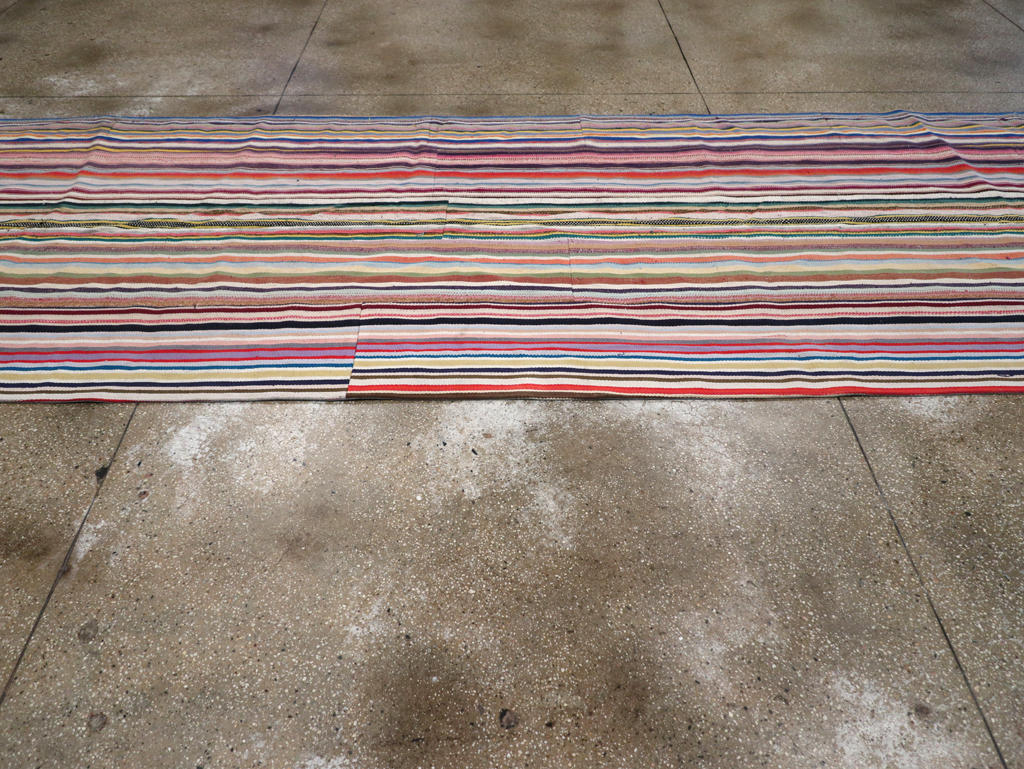 Vintage Turkish Flatweave Kilim Wide Gallery Runner, No.32310 - Gss