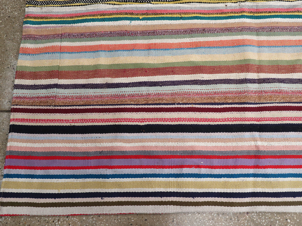 Vintage Turkish Flatweave Kilim Wide Gallery Runner, No.32310 - Gss