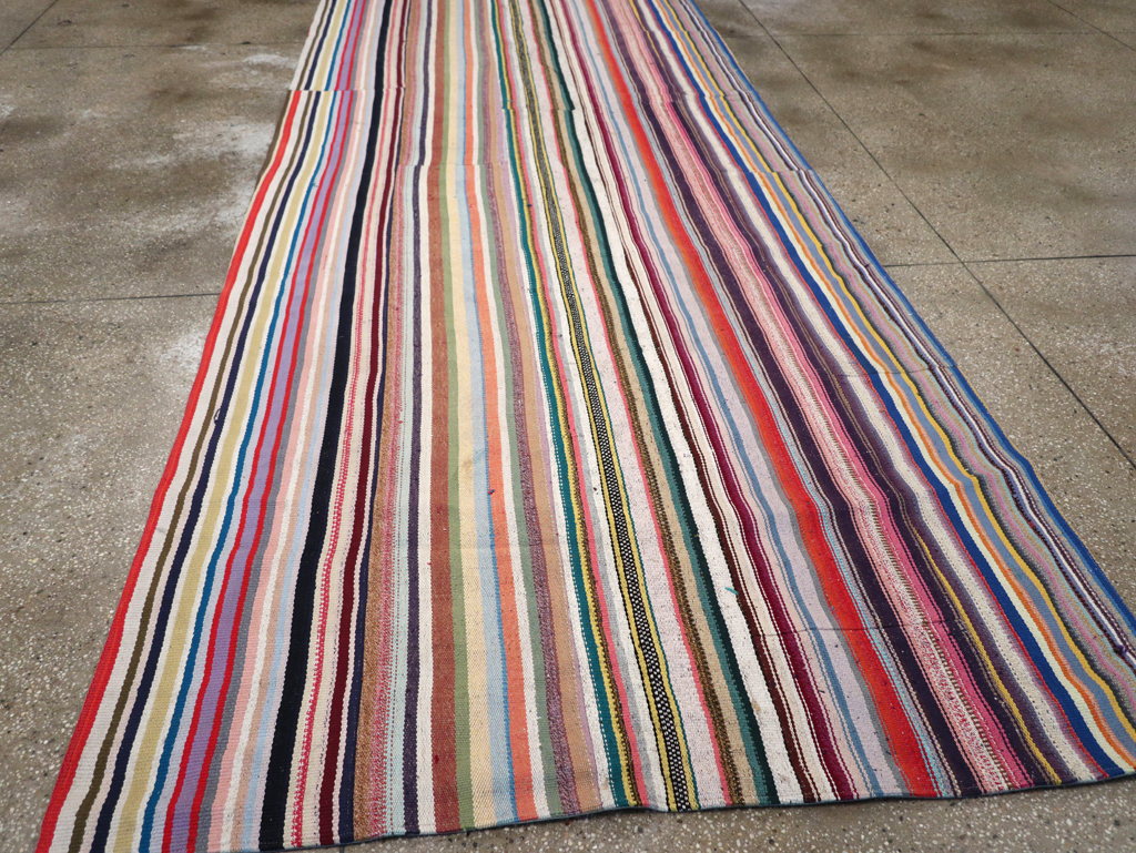 Vintage Turkish Flatweave Kilim Wide Gallery Runner, No.32310 - Gss