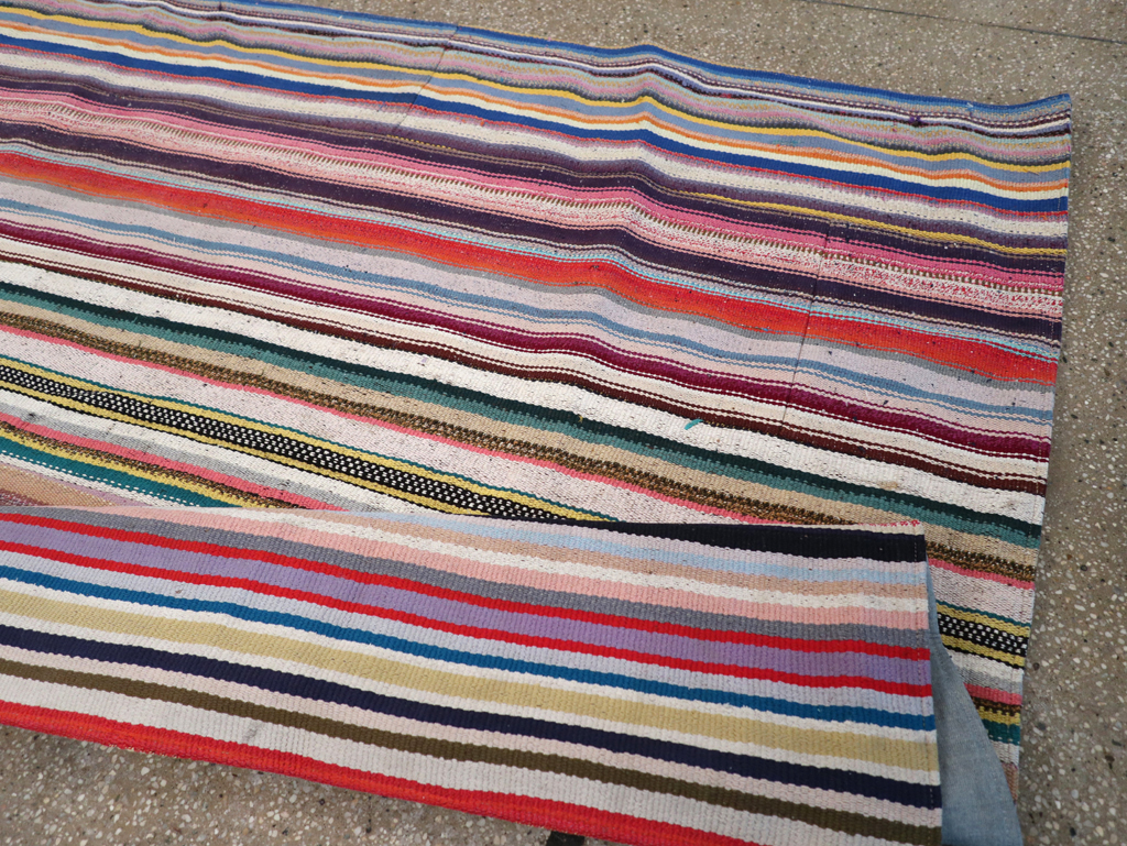 Vintage Turkish Flatweave Kilim Wide Gallery Runner, No.32310 - Gss