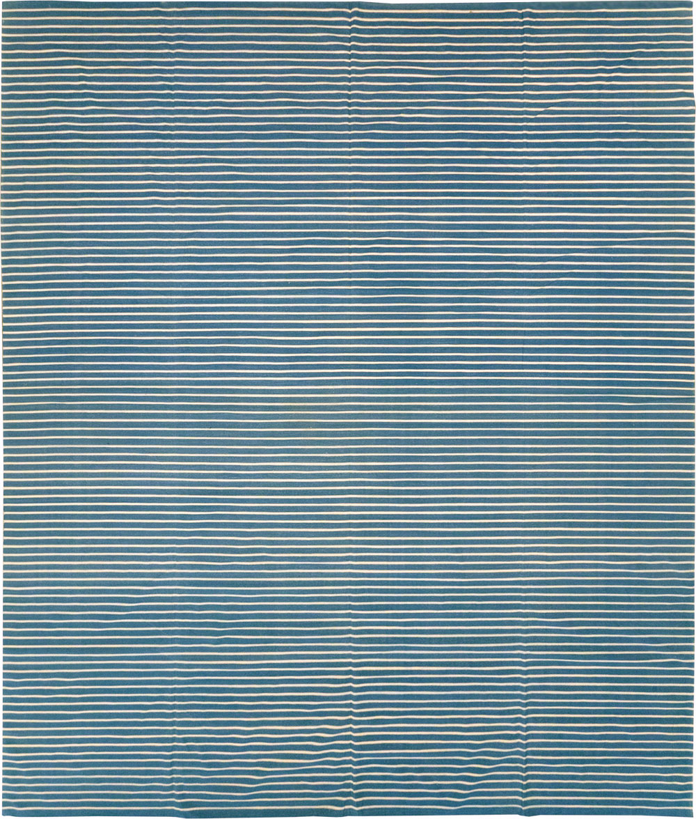 Vintage Indian Cotton Dhurrie Large Flatweave Carpet, No.32314 - Gss