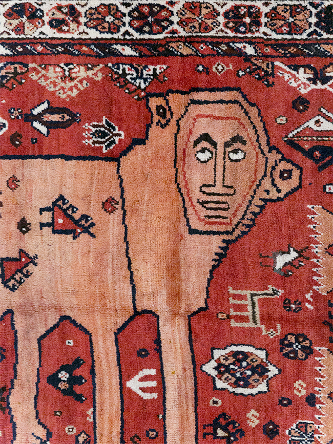 Antique Persian Shiraz Pictorial Accent Rug, No.32317 - Gss