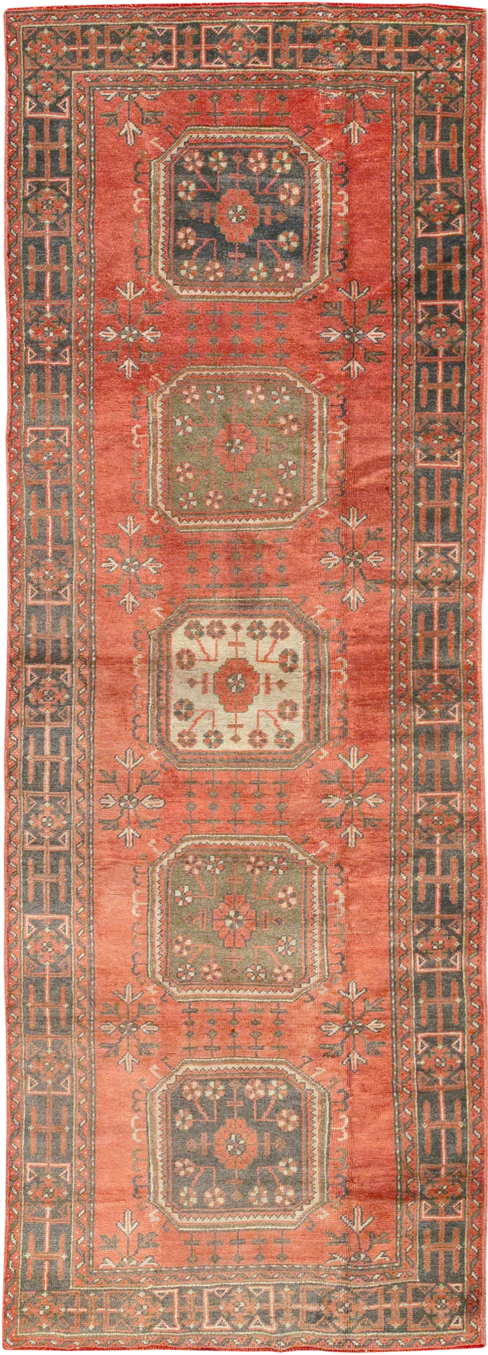 Vintage Turkish Oushak Wide Gallery Runner, No.32321 - Gss
