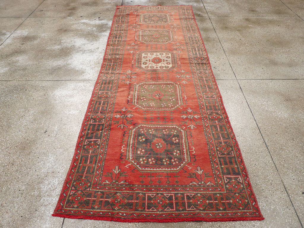 Vintage Turkish Oushak Wide Gallery Runner, No.32321 - Gss