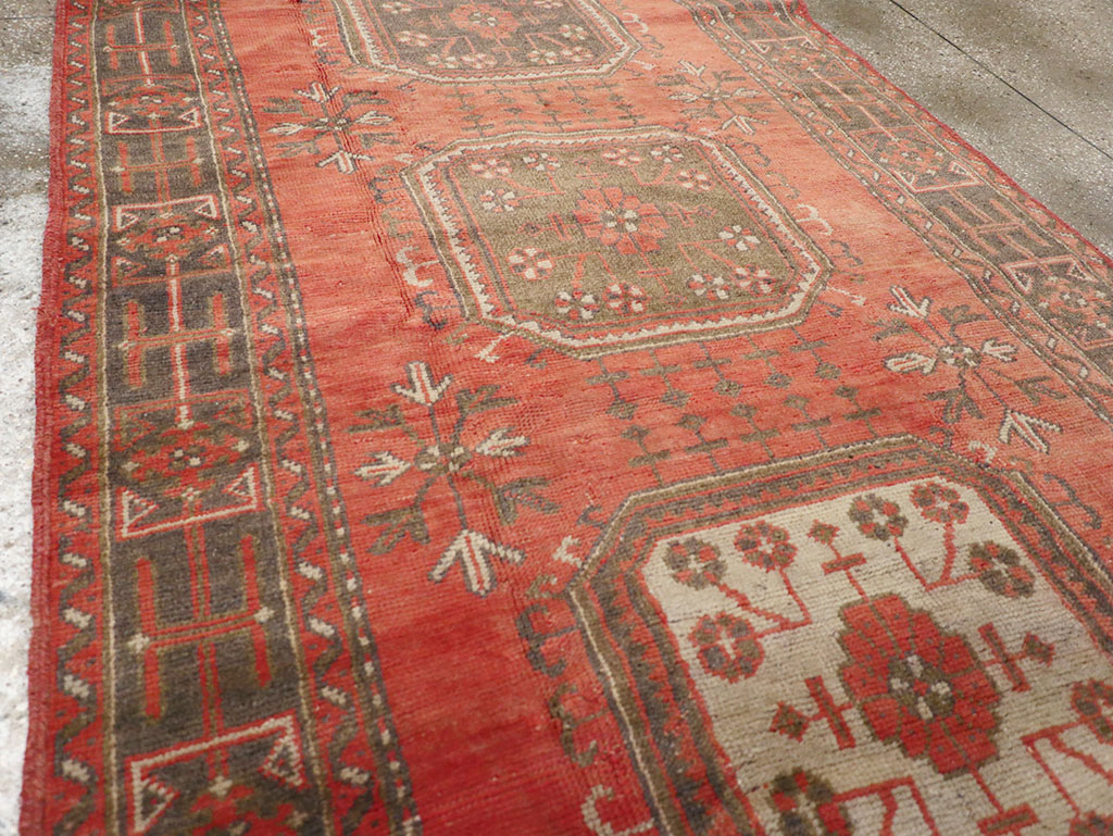 Vintage Turkish Oushak Wide Gallery Runner, No.32321 - Gss