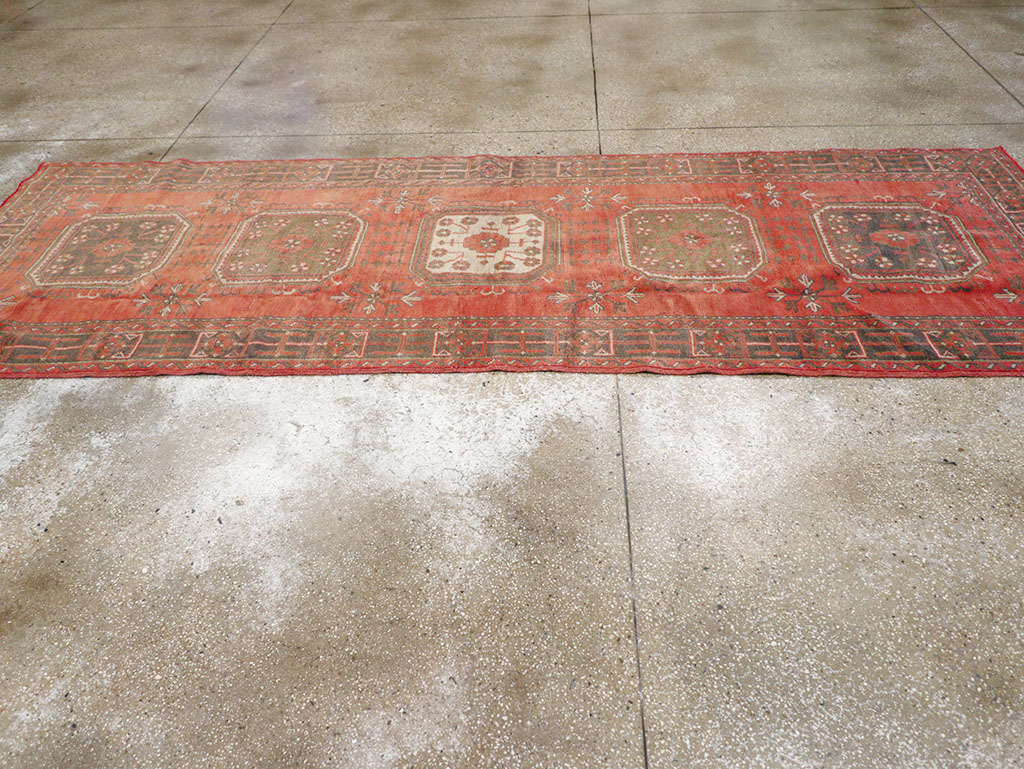 Vintage Turkish Oushak Wide Gallery Runner, No.32321 - Gss