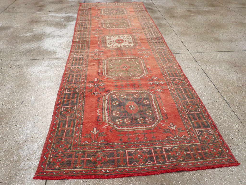 Vintage Turkish Oushak Wide Gallery Runner, No.32321 - Gss