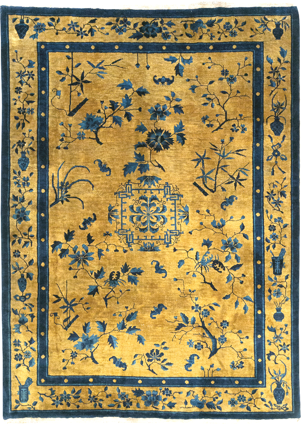 Vintage Chinese Art Deco Accent Carpet, No.32325 - Gss