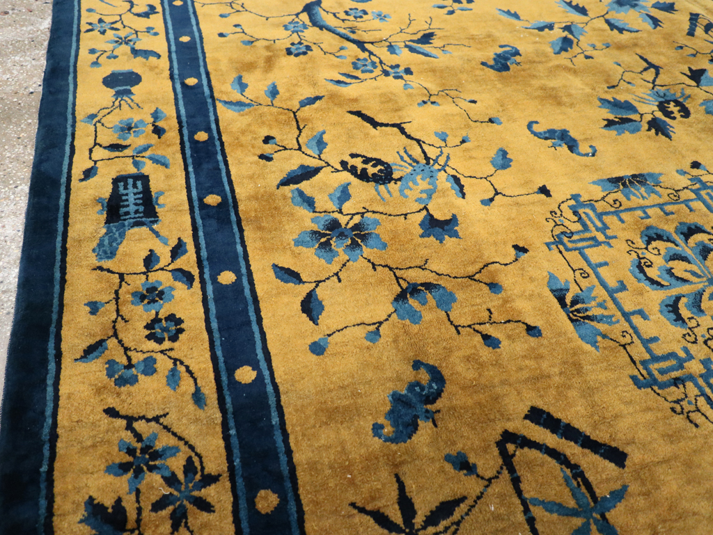 Vintage Chinese Art Deco Accent Carpet, No.32325 - Gss