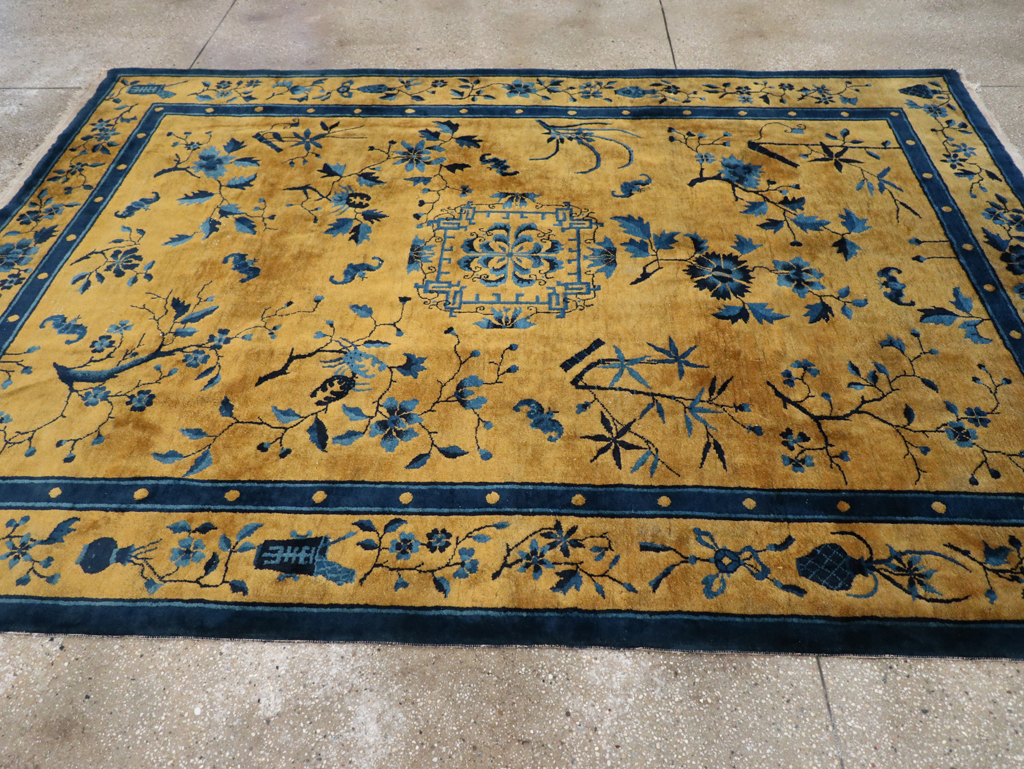 Vintage Chinese Art Deco Accent Carpet, No.32325 - Gss