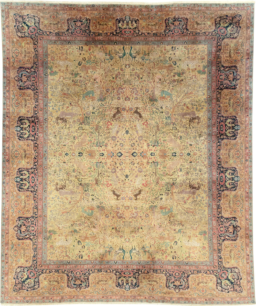 Antique Indian Lahore Pictorial Large Room Size Carpet, No.32328 - Gss