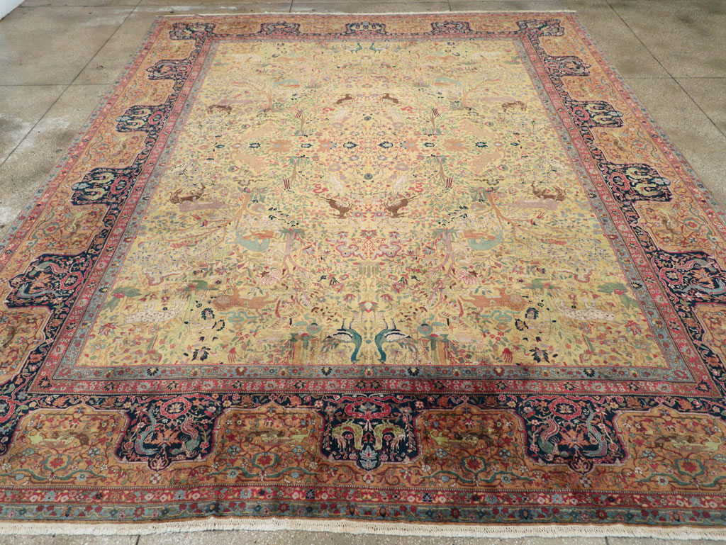 Antique Indian Lahore Pictorial Large Room Size Carpet, No.32328 - Gss
