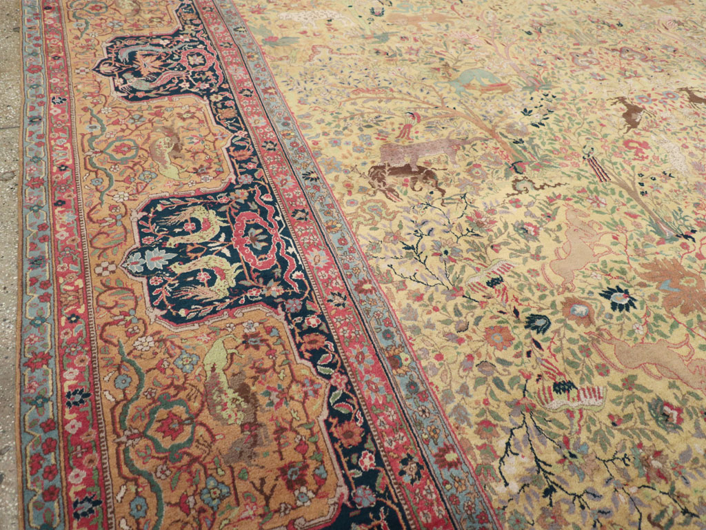Antique Indian Lahore Pictorial Large Room Size Carpet, No.32328 - Gss