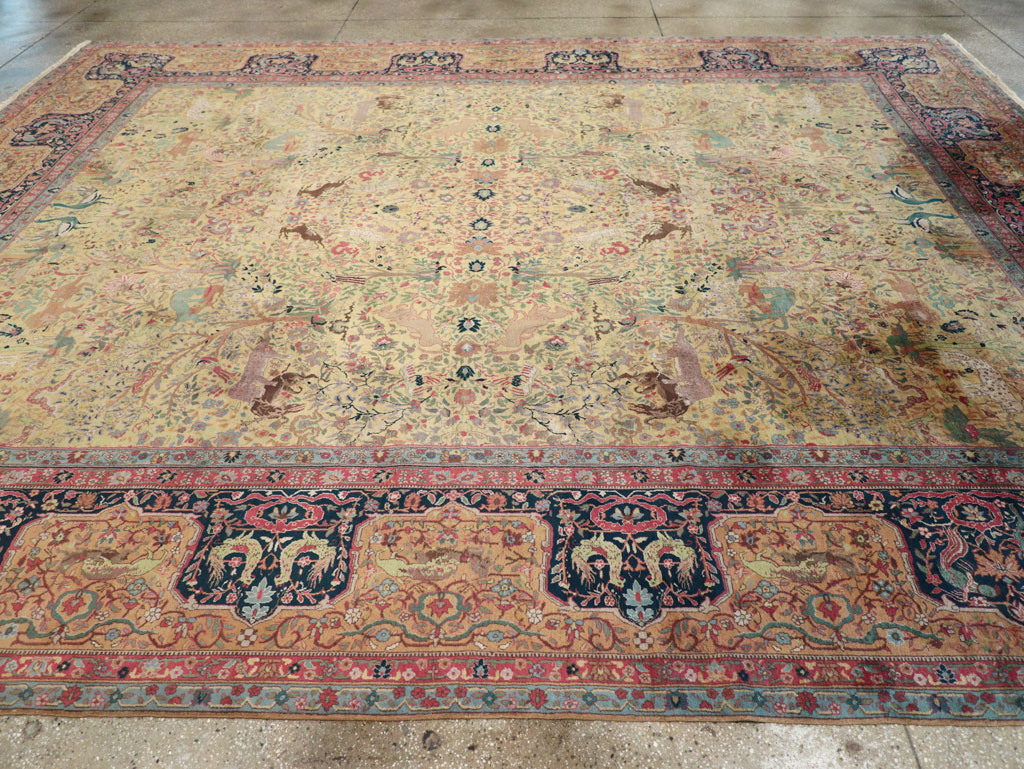 Antique Indian Lahore Pictorial Large Room Size Carpet, No.32328 - Gss