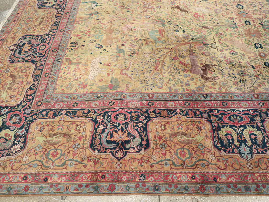 Antique Indian Lahore Pictorial Large Room Size Carpet, No.32328 - Gss