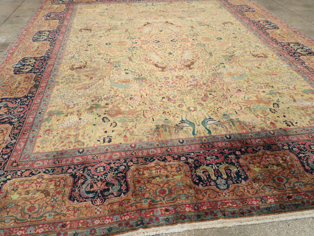 Antique Indian Lahore Pictorial Large Room Size Carpet, No.32328 - Gss