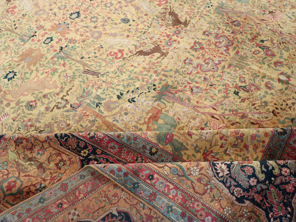 Antique Indian Lahore Pictorial Large Room Size Carpet, No.32328 - Gss