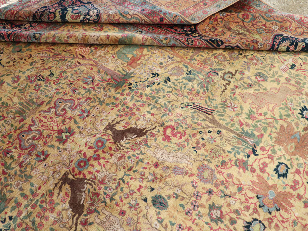 Antique Indian Lahore Pictorial Large Room Size Carpet, No.32328 - Gss