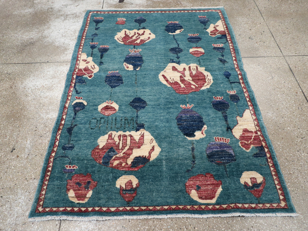 Modern Turkish Pictorial Throw Rug, No.32338 - Gss