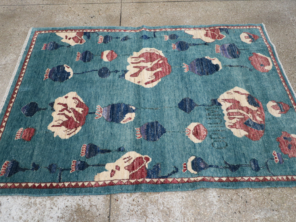 Modern Turkish Pictorial Throw Rug, No.32338 - Gss