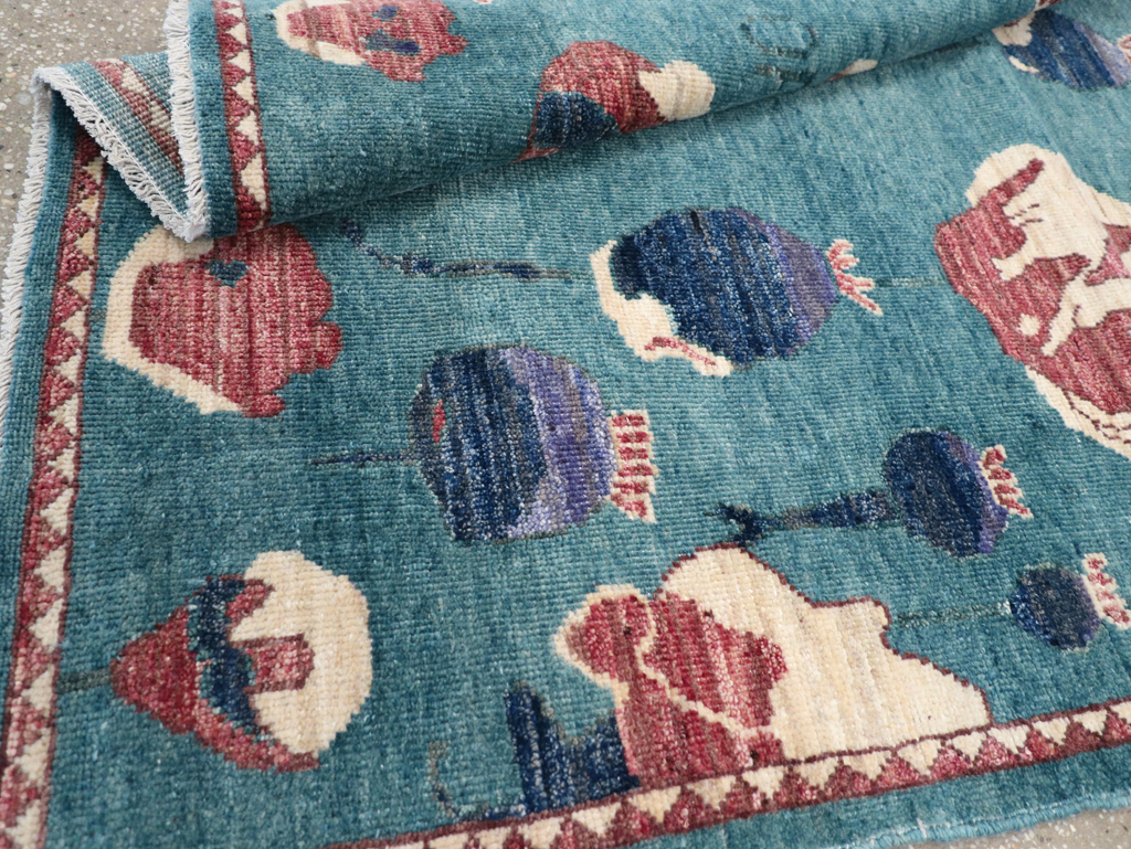 Modern Turkish Pictorial Throw Rug, No.32338 - Gss