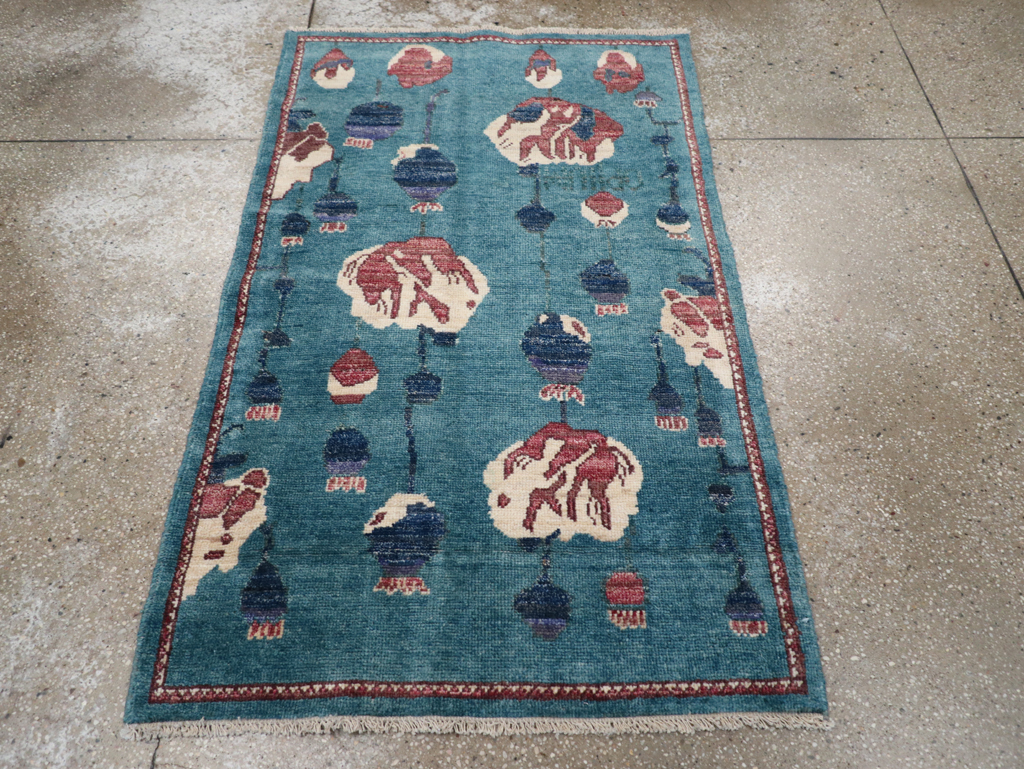 Modern Turkish Pictorial Throw Rug, No.32339 - Gss