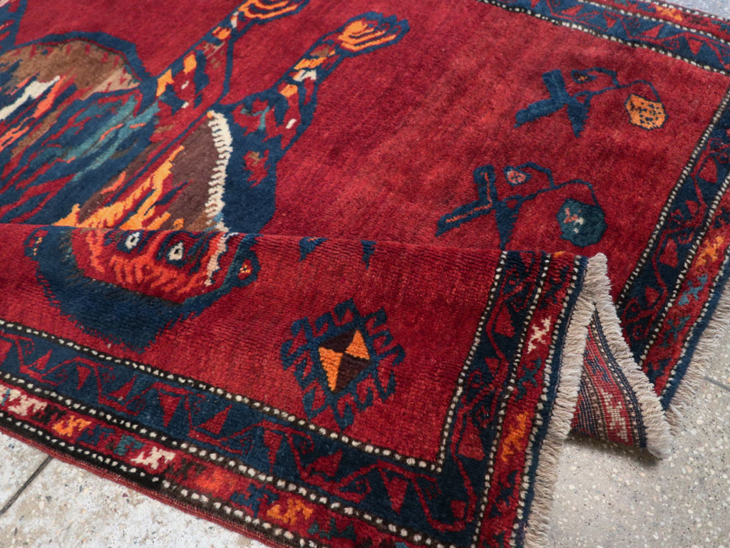 Antique Caucasian Karabagh Pictorial Accent Rug, No.32356 - Gss