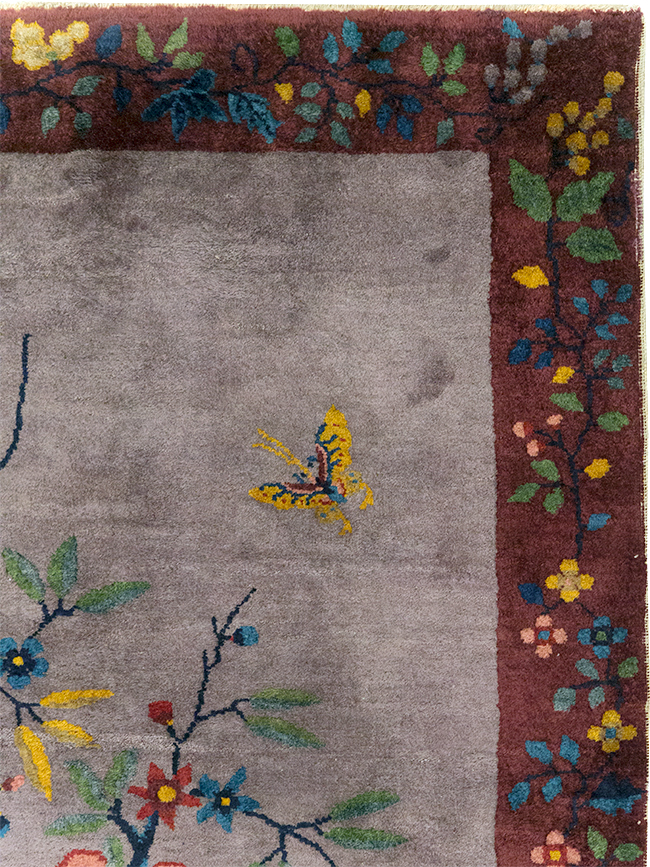 Vintage Chinese Pictorial Art Deco Accent Carpet, No.32358 - Gss