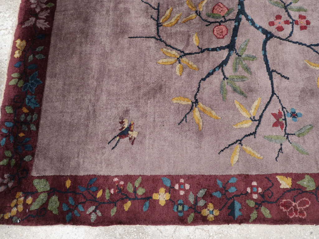 Vintage Chinese Pictorial Art Deco Accent Carpet, No.32358 - Gss