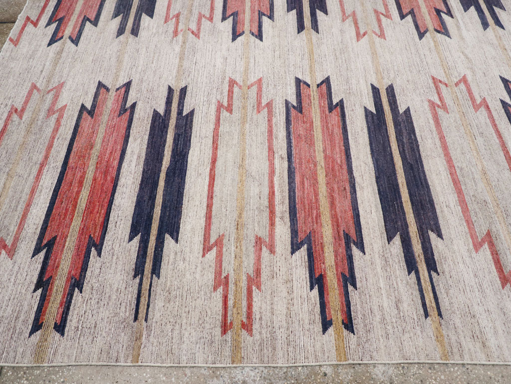 Navajo Inspired Modern East Turkestan Khotan Room Size Carpet, No.32374 - Gss