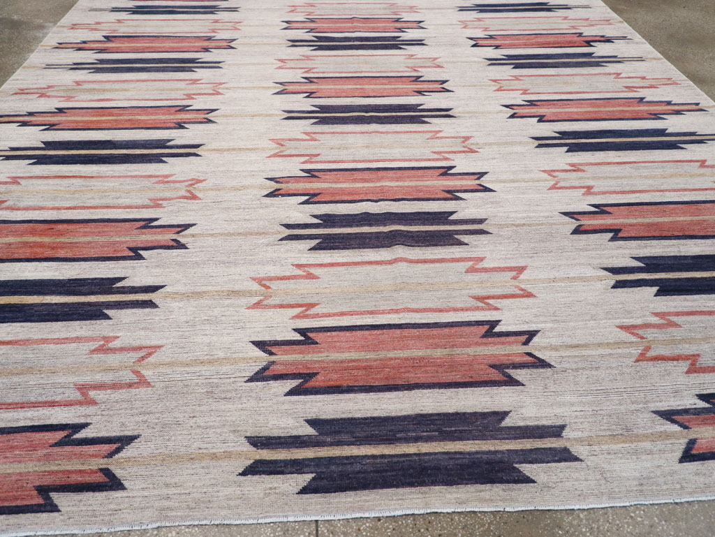Navajo Inspired Modern East Turkestan Khotan Room Size Carpet, No.32374 - Gss