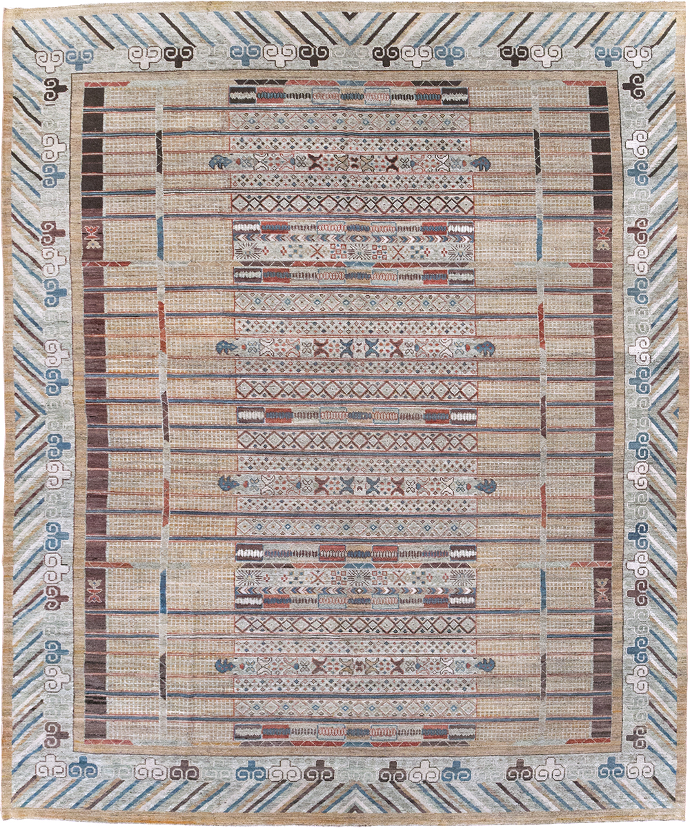 Modern East Turkestan Khotan Room Size Carpet, No.32378 - Gss