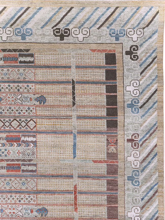 Modern East Turkestan Khotan Room Size Carpet, No.32378 - Gss