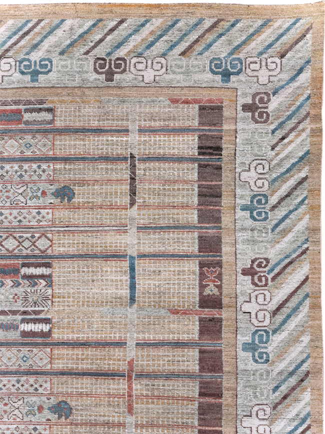 Modern East Turkestan Khotan Room Size Carpet, No.32378 - Gss