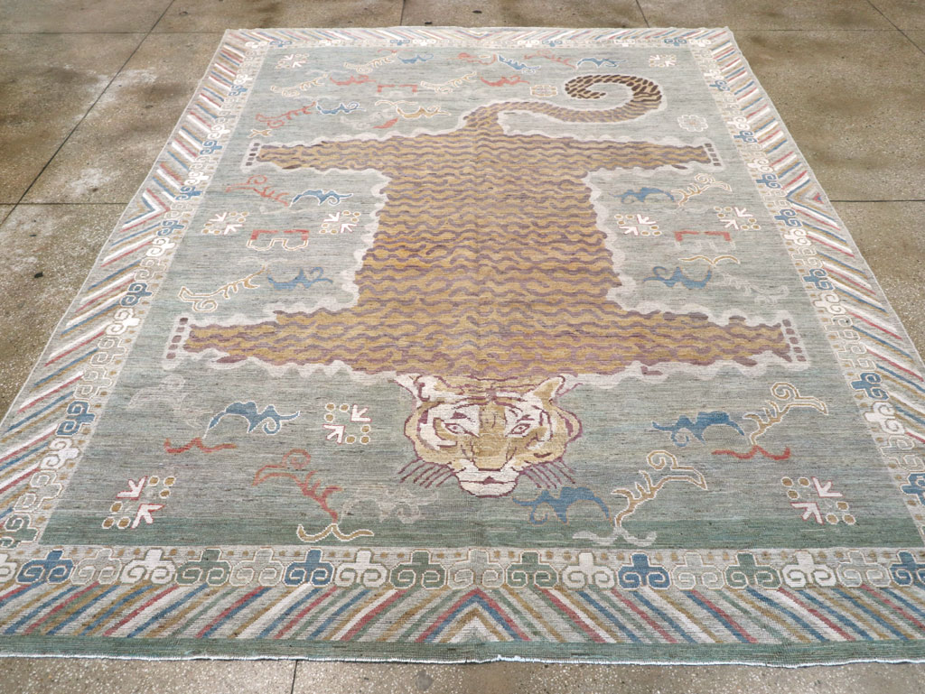 Modern East Turkestan Khotan Pictorial Room Size Carpet, No.32379 - Gss