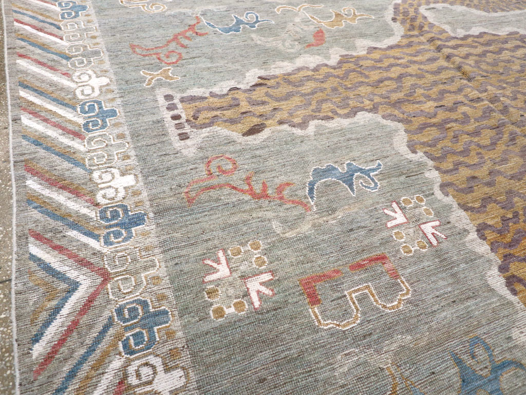 Modern East Turkestan Khotan Pictorial Room Size Carpet, No.32379 - Gss