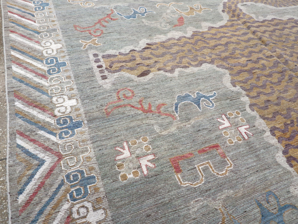 Modern East Turkestan Khotan Pictorial Room Size Carpet, No.32379 - Gss