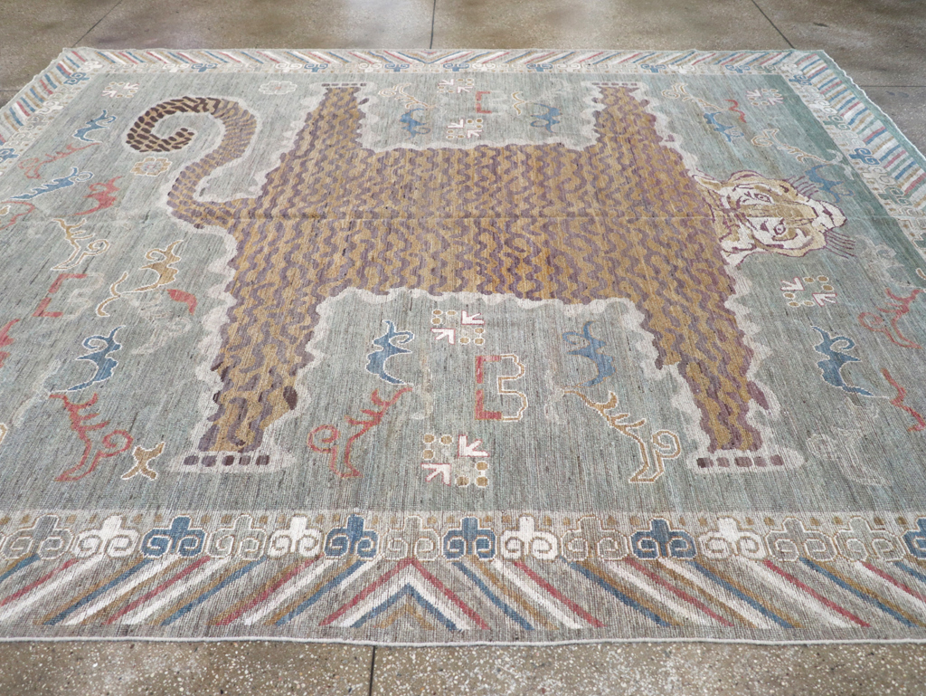 Modern East Turkestan Khotan Pictorial Room Size Carpet, No.32379 - Gss