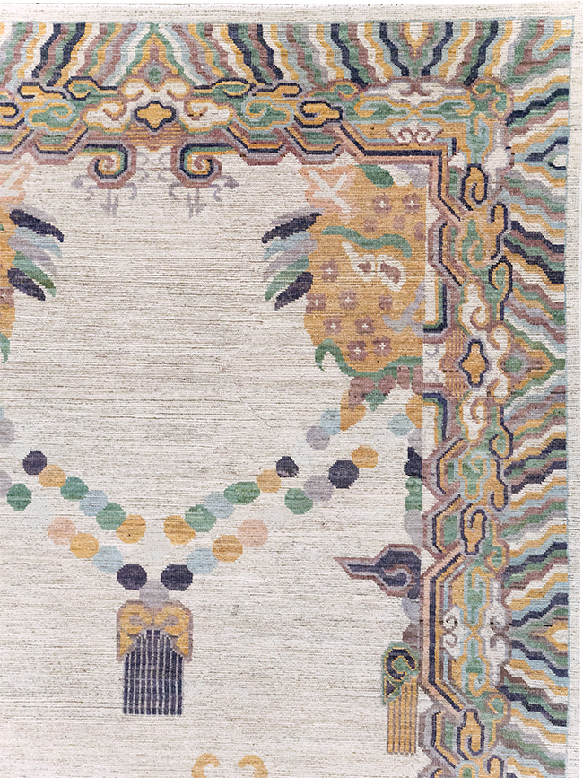 Modern East Turkestan Dragon Khotan Pictorial Room Size Carpet, No.32381 - Gss