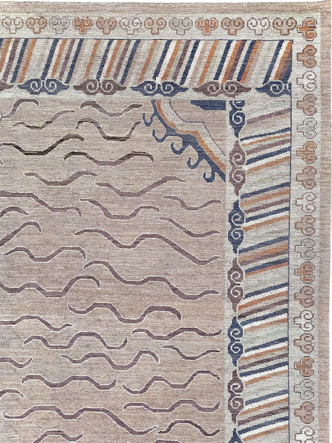 Modern East Turkestan Khotan Large Room Size Carpet, No.32385 - Gss