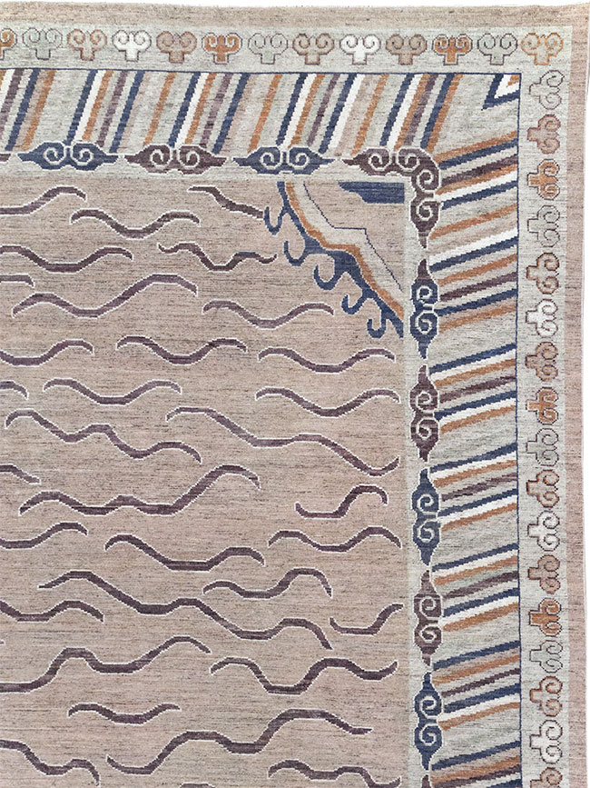 Modern East Turkestan Khotan Large Room Size Carpet, No.32385 - Gss