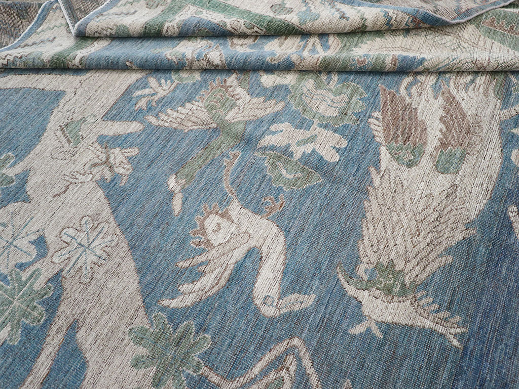 Contemporary East Turkestan Khotan Pictorial Room Size Carpet, No.32387 - Gss