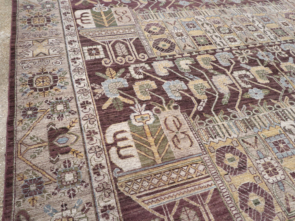 Modern East Turkestan Vase Khotan Room Size Carpet, No.32392 - Gss