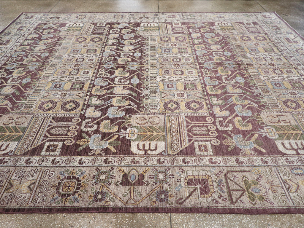 Modern East Turkestan Vase Khotan Room Size Carpet, No.32392 - Gss